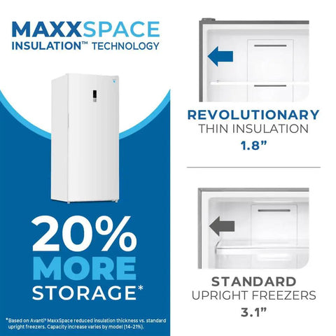 21 Cu Ft Frost Free Convertible Upright Freezer With Turbo Freeze And MaxxSpace Insulation showcasing insulation technology and space benefits.