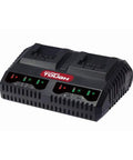 Hyper Tough 20V Max Dual-Port Lithium-Ion Battery Fast Charger For Power Tools, Quick-Charge 2.0Ah Batteries, black unit view