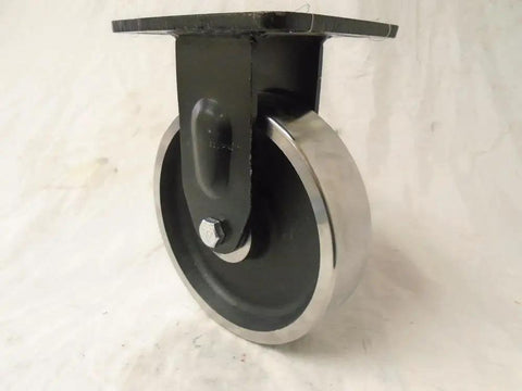 Heavy Duty 8 Inch Drop Forged Steel Caster with a smooth wheel and metal frame, designed for high load capacity.