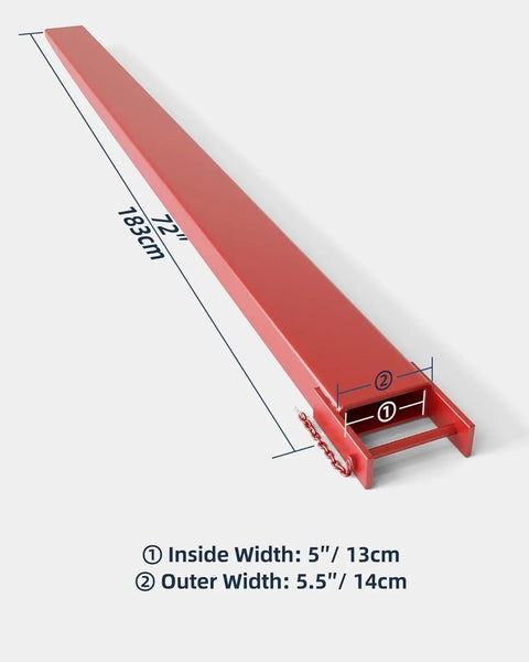 Heavy Hitter 72 Inch Pallet Forklift Extensions 5.3 Inches Wide Rock Solid 5500 Lbs Capacity Built Tough From Premium Alloy Steel dimensions image