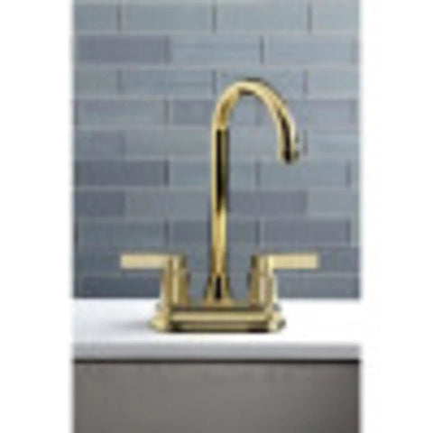 NuvoFusion 4 Inch Centerset Bar Faucet Polished Chrome With Solid Brass Construction Washerless Cartridge 2 Hole Deck