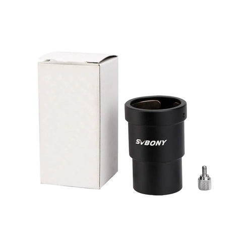 1.25 Inch Telescope Extension Tube Adapter With 34mm Optical Length For Eyepieces And 1.25 Inch Filters next to packaging and screw