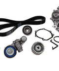 Engine Timing Belt Kit With Water Pump TKF-011 for Subaru Legacy, includes belts, pulleys, seals, and gaskets.