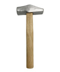 Heavy Duty Flat Faced Hammer for Jewelry Making and Metalworking with hardwood handle, silver head, and flat face for silversmithing.