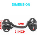 Dimensions of 3 Inch Privacy Hook And Eye Latch For Barn Door Black 2 Pack Durable Solid Iron Lock shown with measurements in mm.