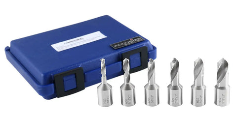 Image of Six Piece HSS Drill Bit Set With 3/4 Inch Weldon Shank And 1 Inch Cutting Depth Fully Ground For Metal Wood And Aluminum