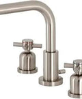 8 Inch Widespread Bathroom Faucet With Pop Up Drain In Brushed Nickel, Solid Brass Construction, Deck Mount With Dual Cross Handles