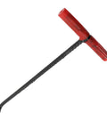 Badass Heavy Duty Steel Manhole Cover Lifter Hook Built With A Nifty T Handle To Safely Hoist Storm Drain Grates During Quick Yard And Property Maintenance Tasks - red T-handle lifting tool