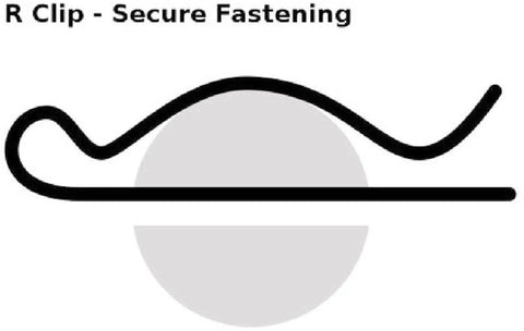 Diagram of an R Clip used in Heavy Duty Adjustable Clevis Pin Kit With Seven Sixteenth By Two And A Half Inch Zinc Steel Pins Eight Hole Design