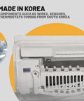 Premium Ice Maker Assembly For Samsung Refrigerators Replacement Kit shown with housing, Made in Korea
