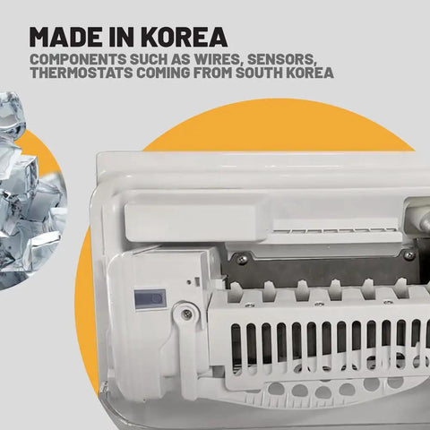 Premium Ice Maker Assembly For Samsung Refrigerators Replacement Kit shown with housing, Made in Korea