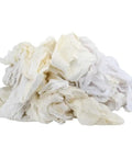 Pile of Reclaimed White Cotton Shop Rags 25 Lb Box, 18 Inch Towels, Bulk Cleaning Towels for Dusting Polishing Staining