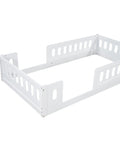 Twin Size Montessori Floor Bed With Safe Guardrails For Toddlers, White Wood Frame, Low To The Ground Design For Easy In And Out