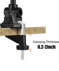 Three Adjustable Gooseneck Arms Third Hand Soldering Tool clamp base showing 0.2-2 inch thickness range for PCB assembly