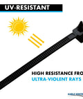 Radius Clamp Head Hose And Cable Ties 4 Inch 100 Pack Nylon Zip Ties with 18 lbs tensile strength, UV and chemical resistant, black
