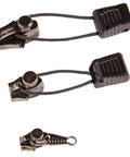 Three Piece Zipper Repair Kit With Multiple Sized Sliders In Nickel Or Graphite Finish For Quick Fixes To Broken Zippers