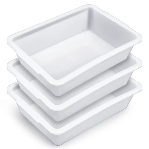 Three Pack Polypropylene Containment Tray Set 15 Inch Long, 10.8 Inch Wide, 4 Inch High Rectangular Lab Tray For Sterilizing And Drying