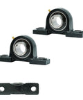 Heavy Duty Pillow Block Bearing UCP206-17 With 1-1/16 In Bore, 2-Bolt Self-Aligning, Solid Base, Front and Side View with Qty 2