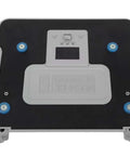 Rock Solid Dell Rugged Laptop Vehicle Cradle With Tri RF Antenna Pass Through Adjustable Front Hooks Dead Simple Plug In Install And Hella Secure Keyed Lock For Your Rig top view of the docking station with a textured surface and VESA mounts.