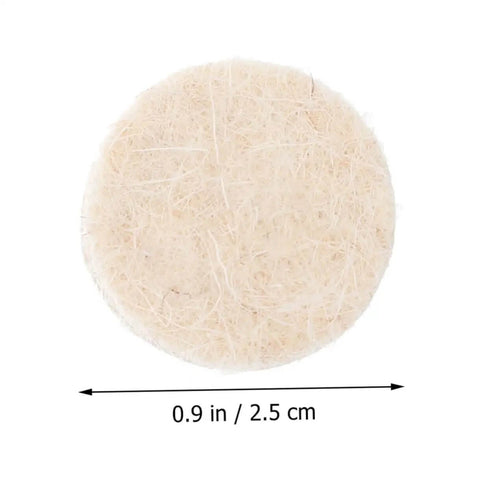 Close-up of 0.9-inch wool felt wheel from 120-Piece Wool Felt Polishing Kit With Shank Buffing Wheels For Rotary Tools And Drills Industrial Polisher Wheels For Metal And Wood Finishing Great For Metals Plastics Jewelry And Other Small Parts