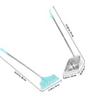 Heavy Duty Broom And Dustpan Set With Stand Up Broom Stainless Steel Anti Wind Dustpan For Home And Office Cleaning Easy Breezy Storage Lightweight And Durable For Quick Cleanups, with sizes shown