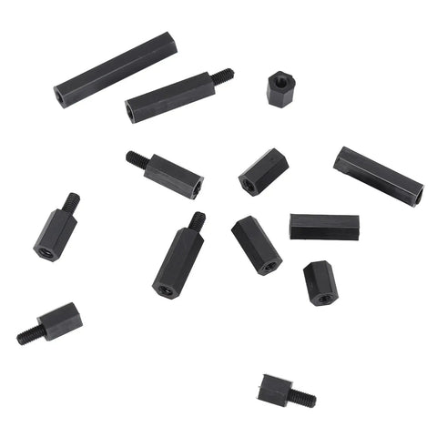 Non Conductive Nylon Hex Spacer Standoff Kit M3 Threaded Pillars Nuts 250 Piece Assortment For DIY UAV Drone RC Model Building And Industrial Projects Durable Lightweight Insulation For Makers, black nylon spacers