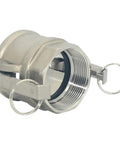2 Inch Type D Trash Pump Adapter Female Camlock For Cam And Groove Hose Fittings Stainless Steel 316 Heavy Duty Suction Connection For Vacuum Trucks And Water Transfer, threaded view