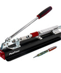Pen Press For Turned Pens And Projects With Spring Loaded Design And Six Quick Flip Stops For Easy Size Adjustments, shown with pen.