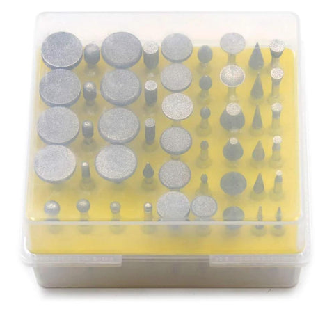 Oudtinx 50-piece diamond-coated grinding burr set for Dremel rotary tool, assorted shapes.