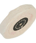 Premium Polishing Wheels 2 To 8 Inches for metal, wood, and stainless steel, showing a cloth buffing wheel.