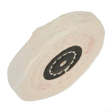 Premium Polishing Wheels 2 To 8 Inches for metal, wood, and stainless steel, showing a cloth buffing wheel.