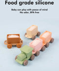Game Changing BPA Free Silicone Toy Train For The Kiddos, colorful stacking blocks made of food-grade silicone.