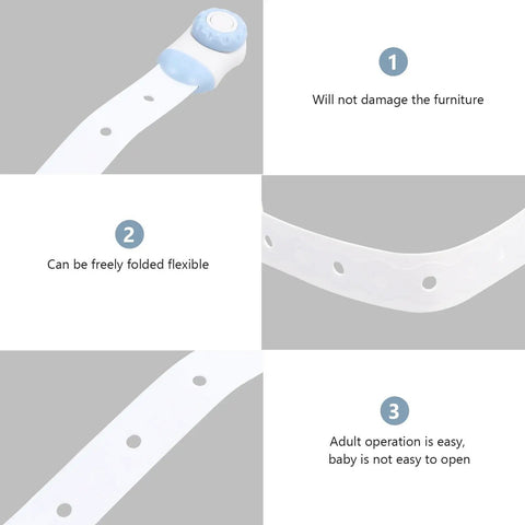 3 Pack Cabinet Locks Safety Latch For Fridge And Freezer Doors No Punch Design Easy Install White PP Material details