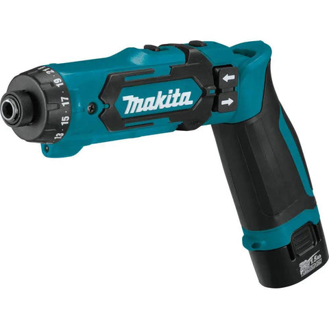 7.2V Cordless Hex Driver Drill Kit with Auto Stop Clutch and LED Battery Charge Indicator, black and teal design