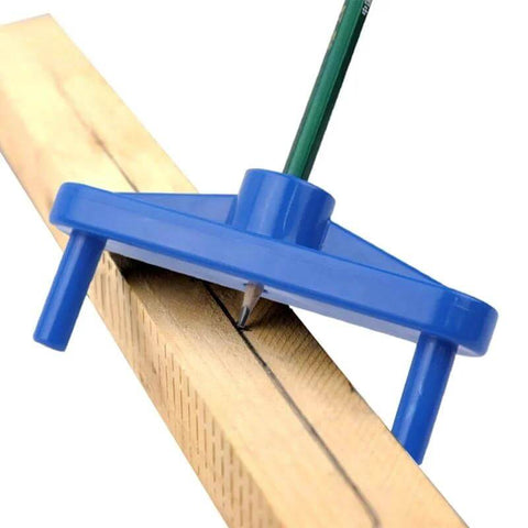 TorSor blue plastic center scribe locator tool with two legs for marking centerlines on wood