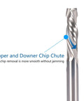 HOZLY 1/8 inch shank carbide end mill, up/down cut, 2-flute CNC router bit, pack of 5