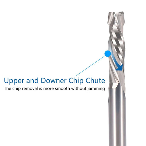 HOZLY 1/8 inch shank carbide end mill, up/down cut, 2-flute CNC router bit, pack of 5