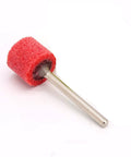 Premium Nylon Fiber Polishing Wheel With 1/8 Inch Shank, red foam for buffing metal or wood surfaces.