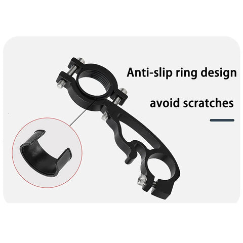 Close-up of anti-slip ring design on extended handlebar mounting bar for bikes 11.8 inches long beefy aluminum alloy bracket.