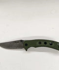 Damascus Folding Knife With Super Sharp 3.26 Inch Blade And Tough G10 Handle Liner Lock EDC in green on white background