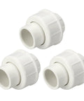 3 Pack One Half Inch PVC Union Coupling Fittings Sch 40 Socket To Socket Slip Union Adapter For Pipe Connection And Hose Extension