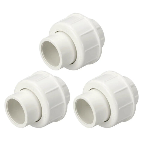 3 Pack One Half Inch PVC Union Coupling Fittings Sch 40 Socket To Socket Slip Union Adapter For Pipe Connection And Hose Extension