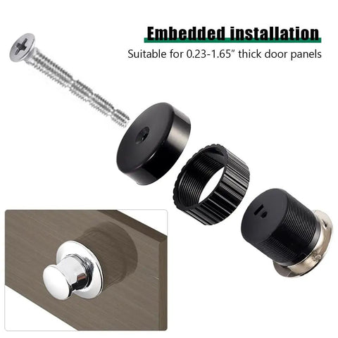 Exploded view of 8Pcs Retractable Embedded Spring Knobs Hidden Pulls For Doors Tatami Drawers And Cabinets installation.