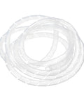 White spiral cable wrap sleeve coil, flexible wire management loom with flame retardant properties.