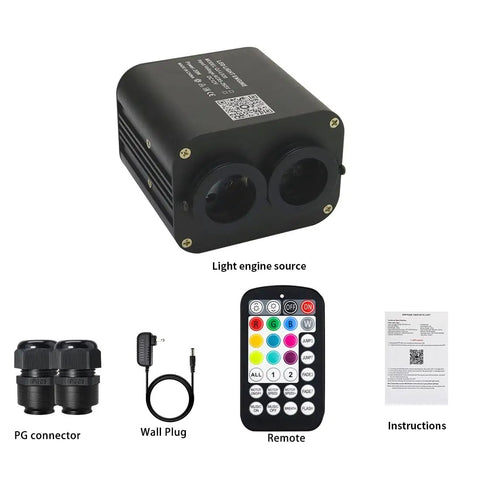 Lit 20W Dual Color Fiber Optic Light Source With RGBW Bluetooth And RF Remote Music Sensor Mode Dual Color Ports included