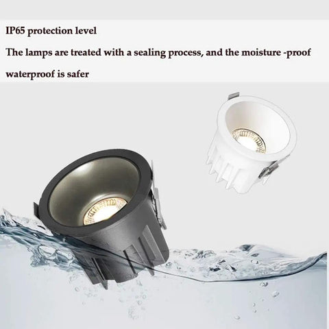 ELUKHT 2 Pack LED Recessed Downlight Retrofit Kit,3.1Inch Black Round Baffle Trim, 7W,10W,12W LED recessed lights in water.