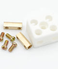2‑way porcelain ceramic terminal blocks with brass screws, 5 pieces for electrical wiring setup