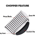 Stainless steel large crinkle cutter with black comfort handle; wavy blades for potatoes and vegetables