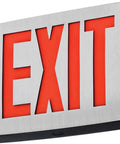 S1R Face LED Exit Sign With Aluminum Housing In Black And Silver, Universal Mounting For Corridors Lobbies And Offices