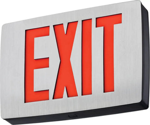 S1R Face LED Exit Sign With Aluminum Housing In Black And Silver, Universal Mounting For Corridors Lobbies And Offices